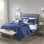 Ensemble d'édredon et de courtepointe luxueux bleu marine - Collection toutes saisons 8 pièces