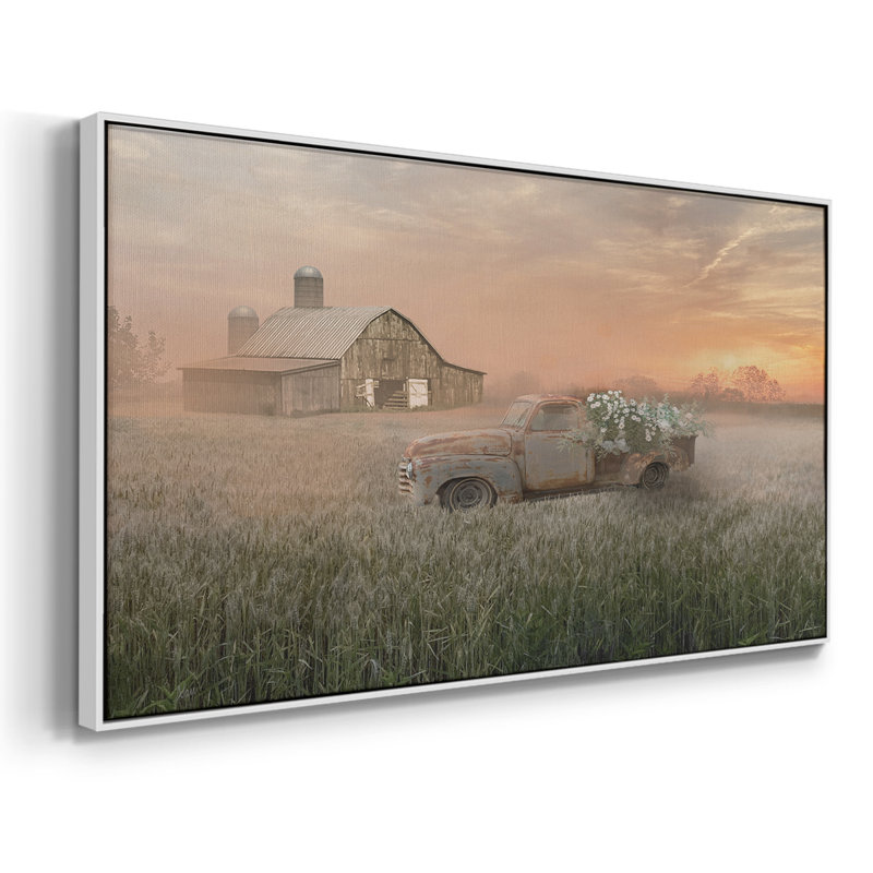 Tôt le matin, brouillard - Toile tendue avec châssis encadré - Prêt à être accroché, H 21 po x l 41 po, Blanc