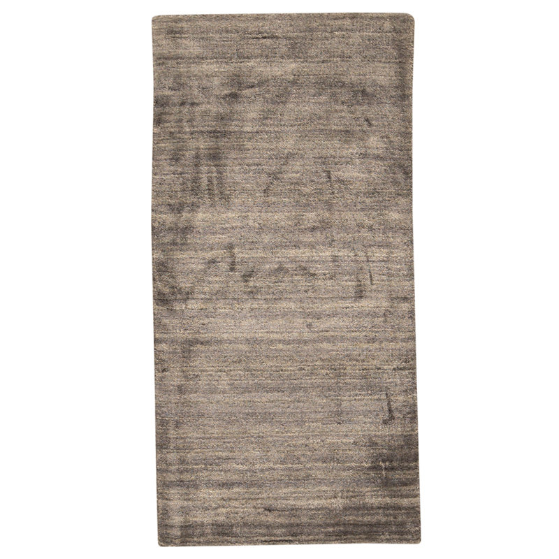 Tapis gris foncé noué à la main de haute qualité