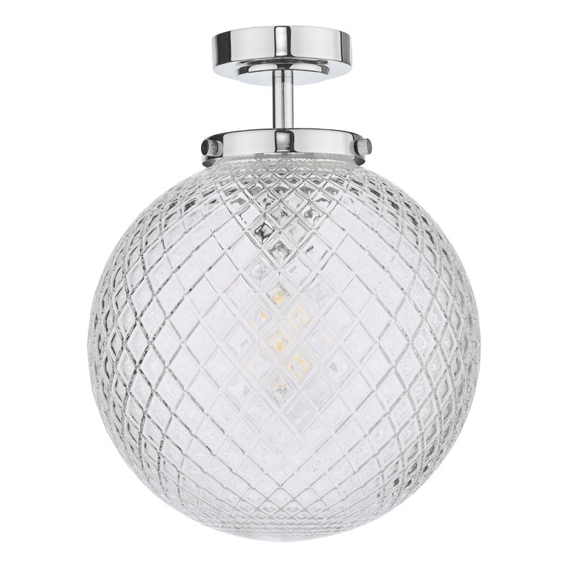 Pradep Glass Flush Mount, Polished Chrome