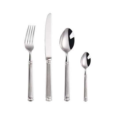 Stainless Steel Flatware Set With Roman Column Design, Forged For Upscale Dining Experience