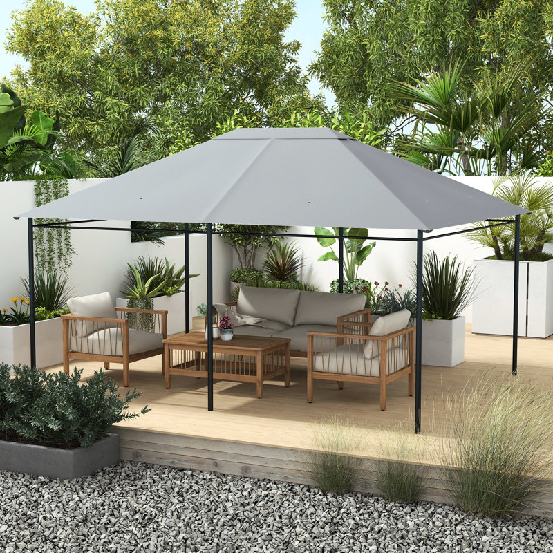 Auvent de remplacement pour pavillon de jardin 10 pi x 13 pi, gris, bloquant, ventilation et drainage, résistance à l'espace extérieur, surface
