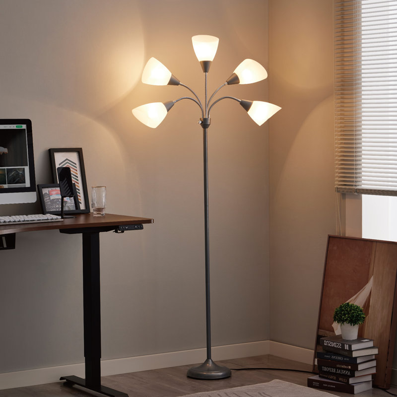 Lampe sur pied à arc 68 po HonoDing, sans ampoule (argent)