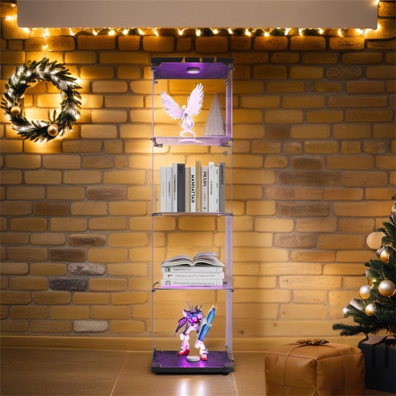 Vitrine lumineuse en verre avec 4 portes, Noir