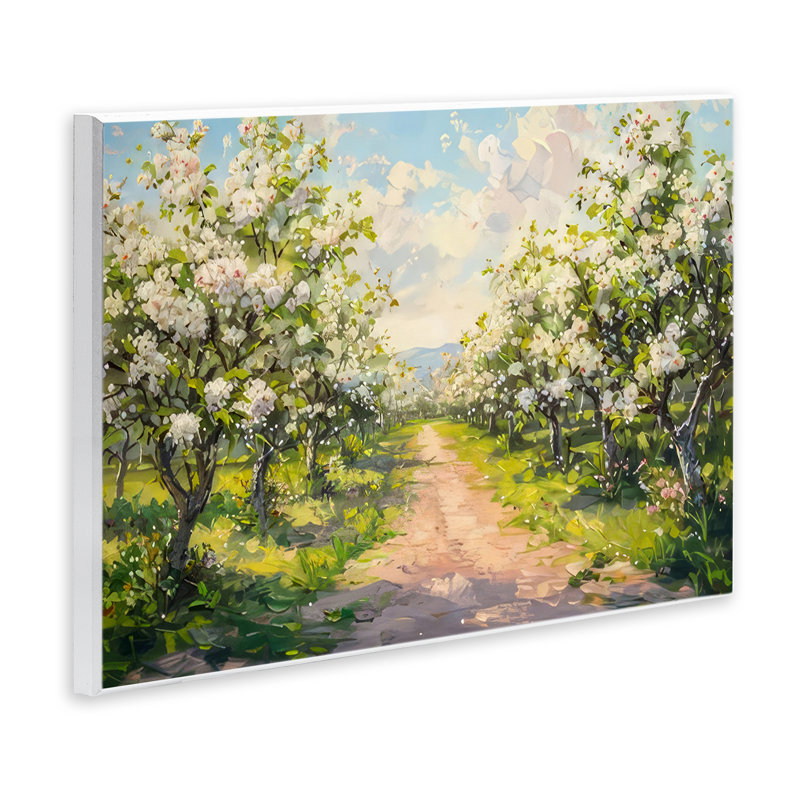 Chemin à travers les arbres en fleurs, plaque par LSR Creative Studio, H 10 po x l 15 po