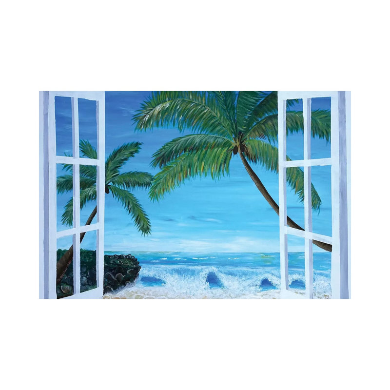 Caribbean Hideaway Seaview Window Dreams by Markus & Martina Bleichner - Wrapped Canvas Painting, 20.32 cm H x 30.48 cm W