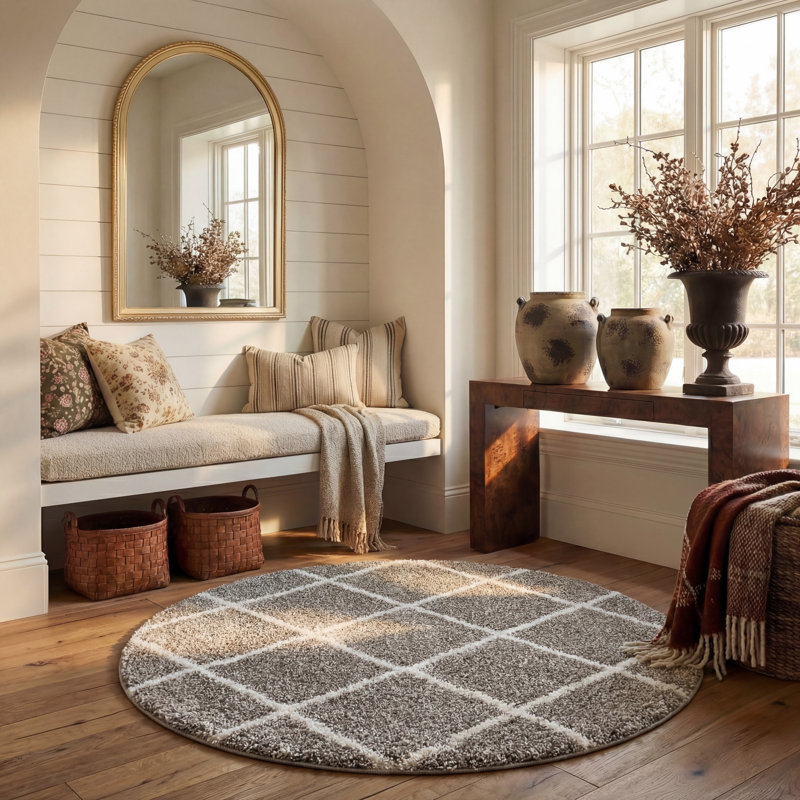 Darrol Performance Geometric Rug, Round 7', Ultra Plush 2"