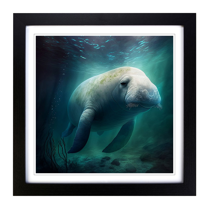 Manatee Conceptual Art - Framed Print, Black