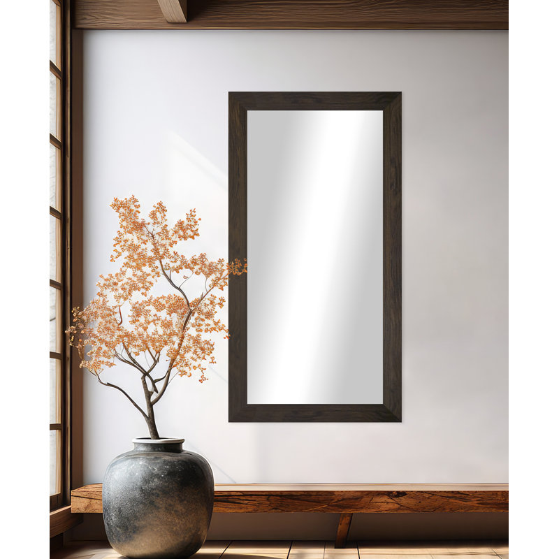 Dhar Engineered Wood Flat Wall Mirror, 27" x  68", Black Walnut