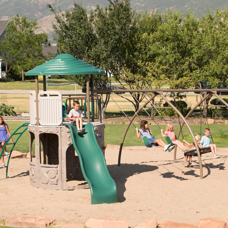 Adventure Lifetime Powder Coated Steel Swing Set with 2 Swing(s) , 1 Slide(s)