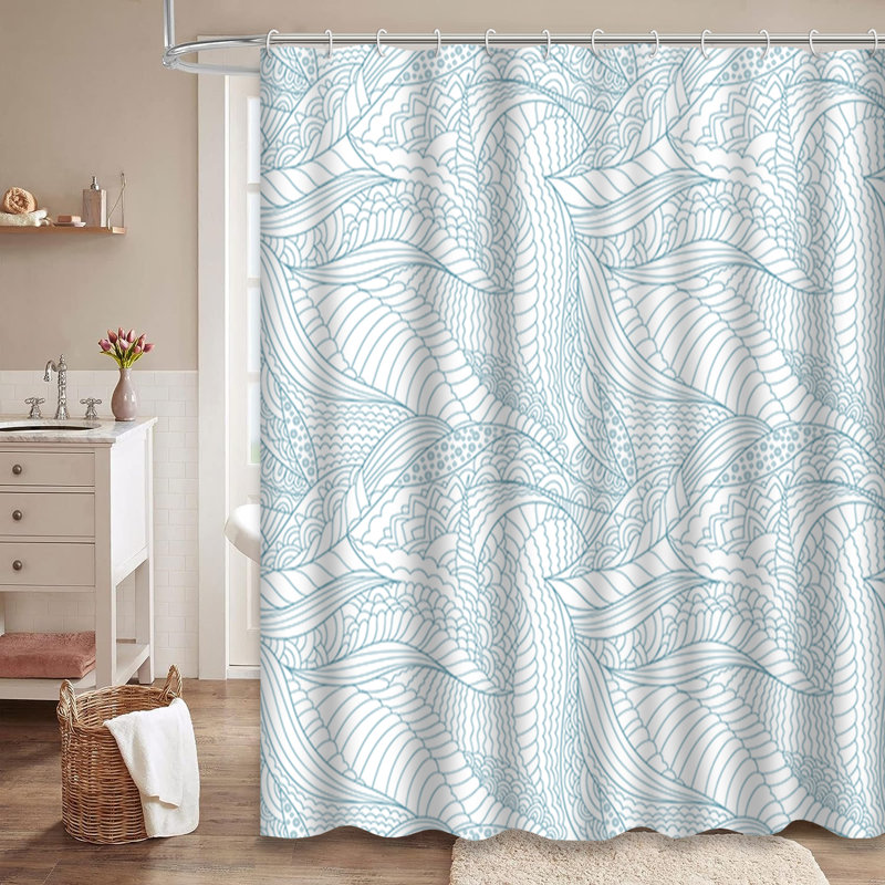 Rideau de douche avec 12 crochets Doodles, L 72 po x l 84 po