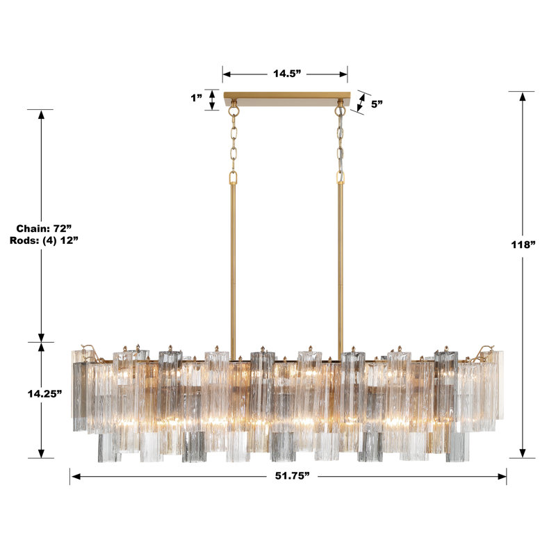 Quinzio 14 - Light Dimmable Linear Chandelier