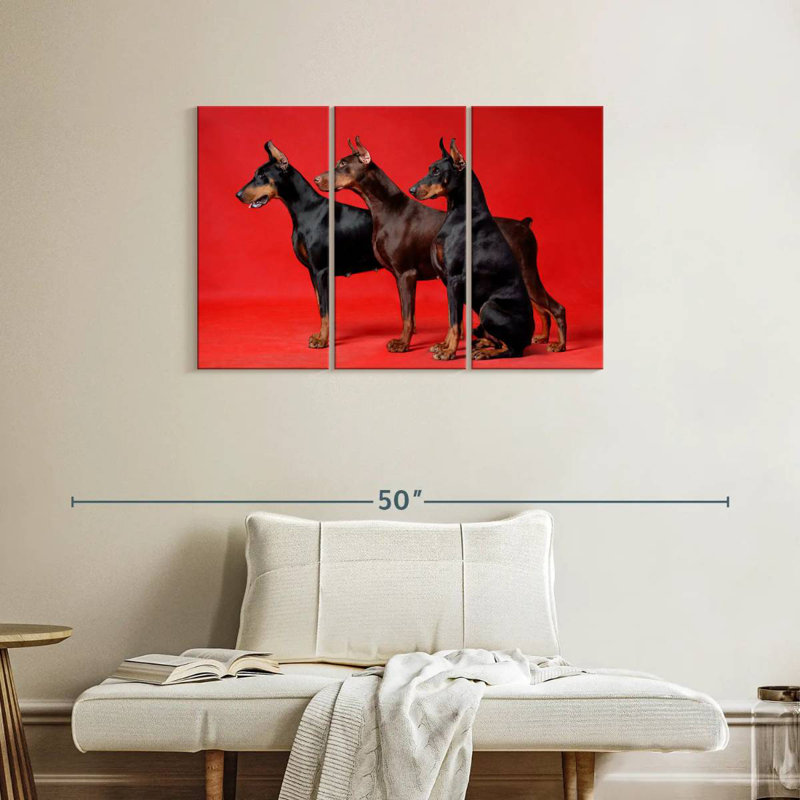 Brampt Doberman Trio, 24" H x 38" W