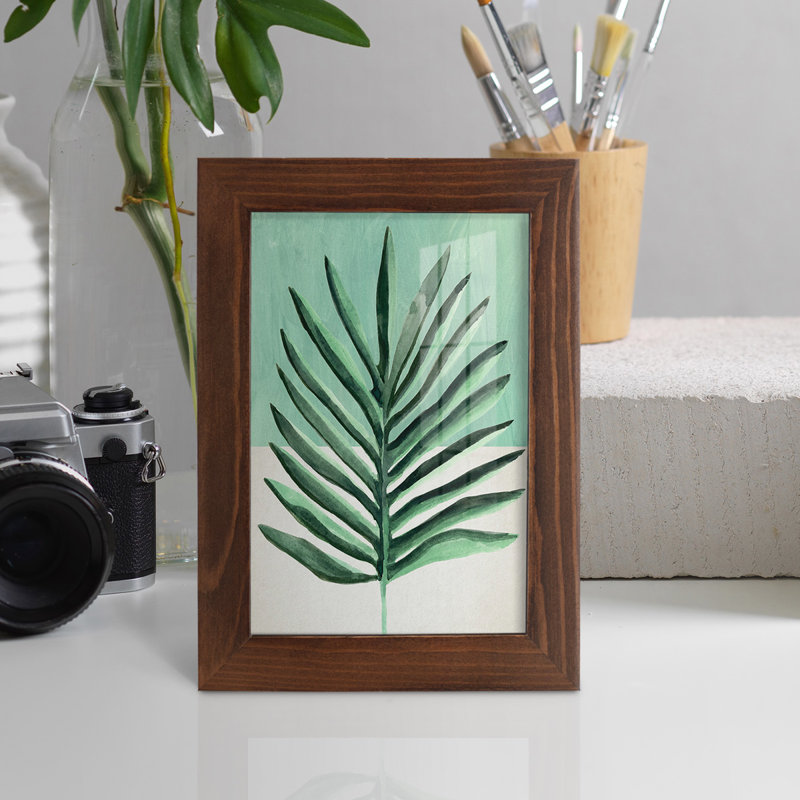 Verging Palm I - Impression encadrée avec verre, H 8 po x l 6 po x P 1 po, Châtaigne