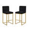 Tabouret à hauteur de comptoir moderne en velours avec dossier complet - ensemble de 2, noir / or-130022061-130022064