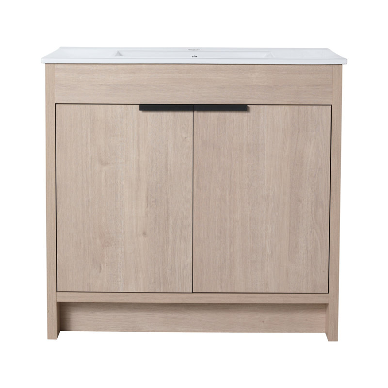 Base de meuble-lavabo simple 35,86 po Manuell en brun avec lavabo