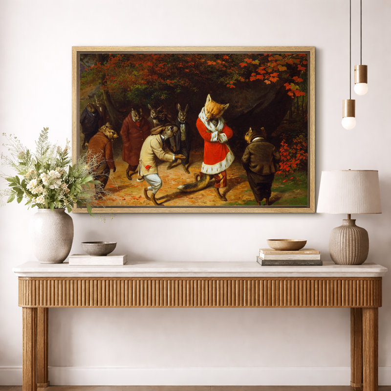 «Whimsical Anthropomorphic Animal Scene», impression sur toile encadrée, impression sur toile, Cadre flottant naturel