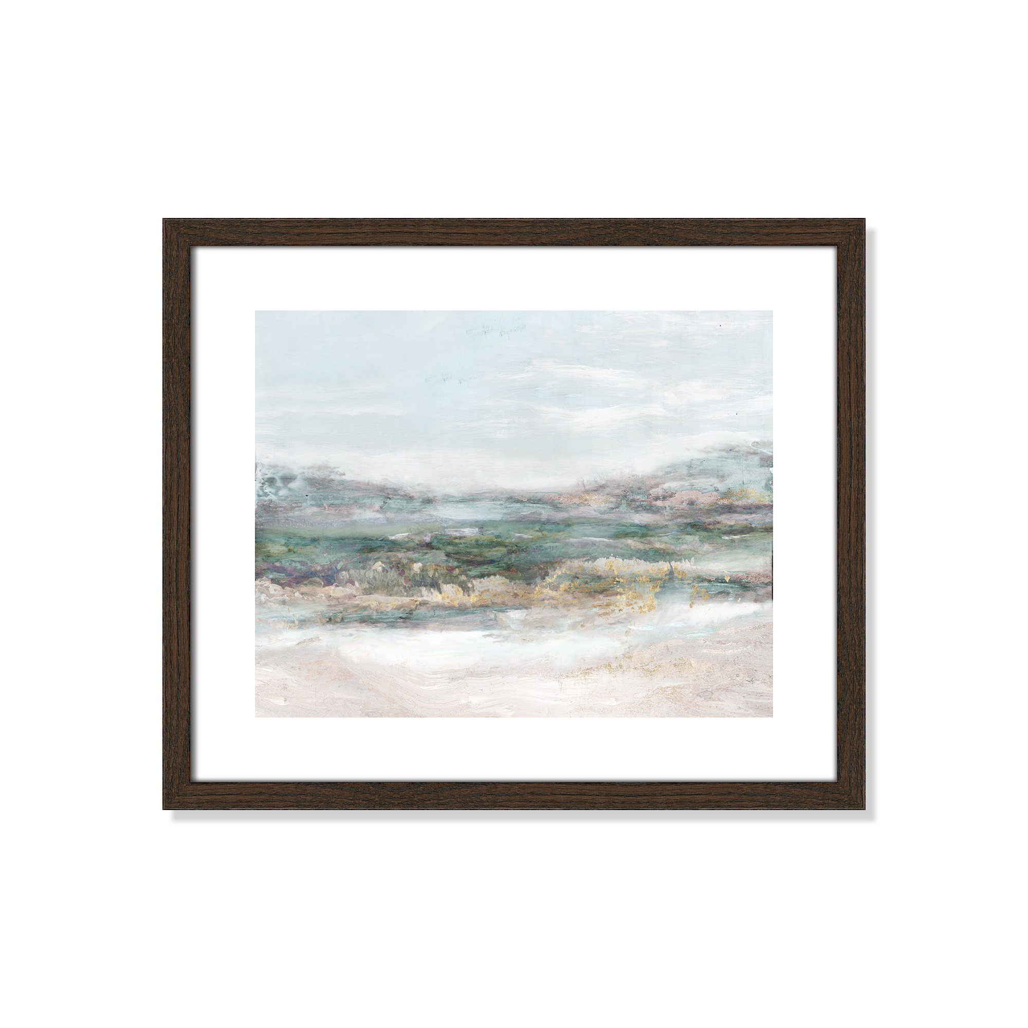 Dazzling by Matina Theodosiou - Painting Print on Canvas, Walnut Wood Grain Framed Paper, 16" H x 19" W x 0.75" D, White