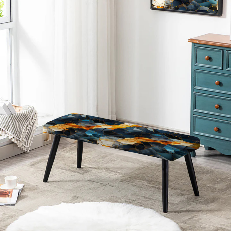 Motif de marbre rétro Revival - banc rembourré en marbre noir