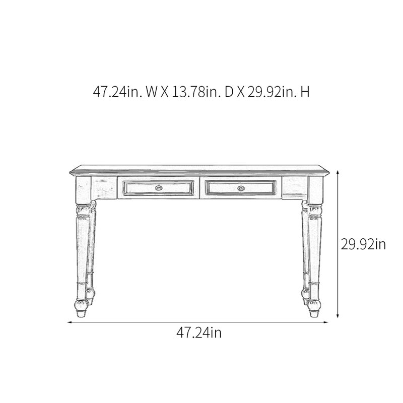 Rural Classical Art Solid Wood Console Table, 29.92" H x 47.24" W x 13.78" D, Dark Brown Wood