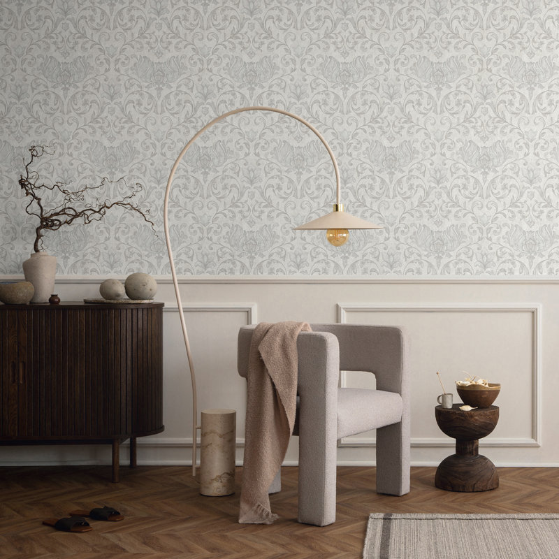 City Romance Damask Wallpaper, Grey