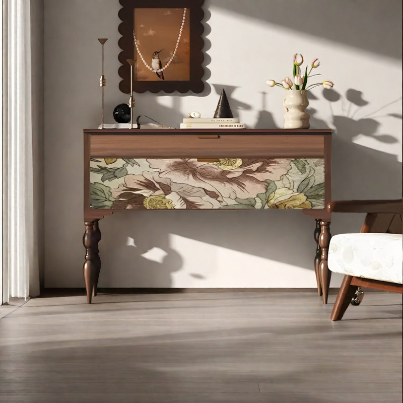 Console rétro avec tiroirs Classical Art, Brun