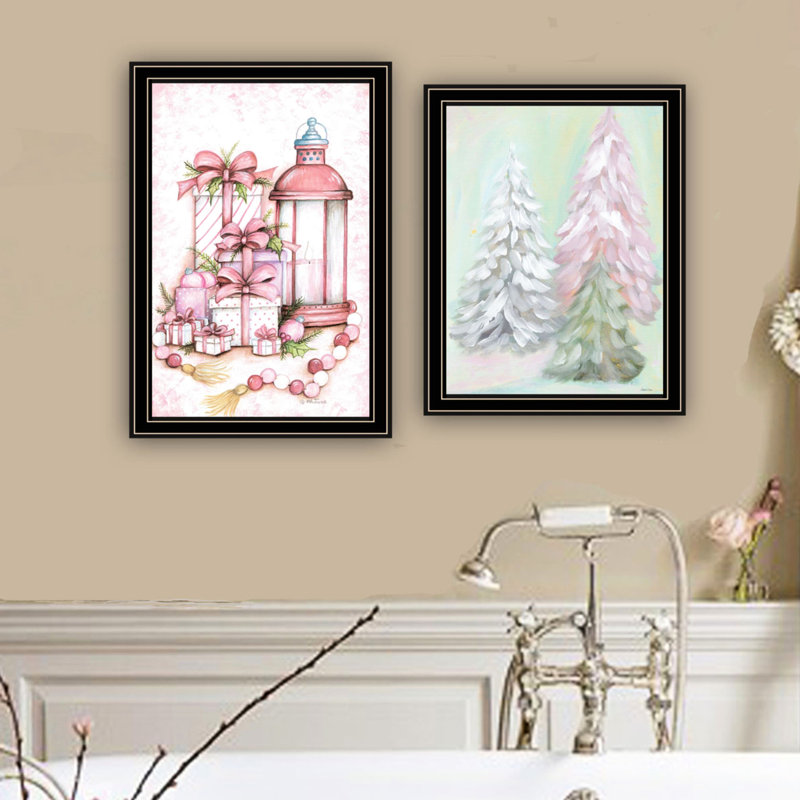 Décorez votre espace avec 2 décorations, thème d'arbres de Noël au pays des bonbons roses, option de prise de décision murale en bois et en papier, décoration intérieure,