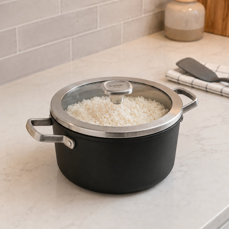 BergHOFF Leo Graphite Nonstick Ceramic 9.5" Stockpot 5.75qt. With Glass Lid