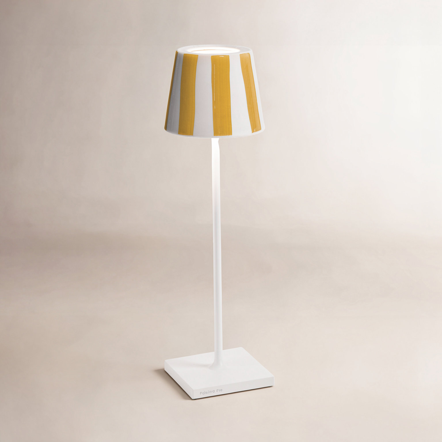 Poldina Ceramic Table Lamp, White Lamp/Yellow Stripes