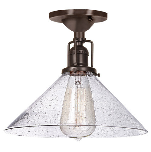 Shumway Glass Semi Flush Mount, Oil Rubbed Bronze, Clear