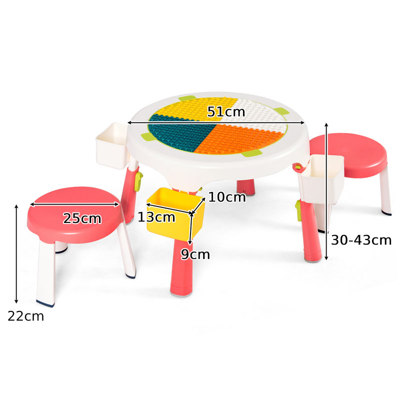 Charisse Kids 3 Piece Round Play Or Activity Table and Chair Set, Pink