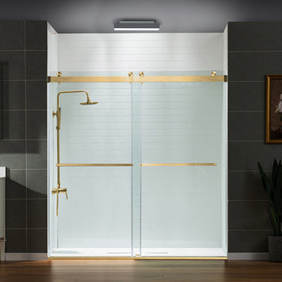 66-72" Width x 76" Height Frameless Double Sliding Shower Door with Stainless Steel Hardware, 5/16"(8mm) Clear Tempered Glass | Safe, Explosion-Resistant
