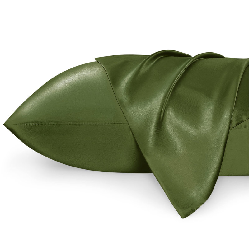 Ensemble de 2 taies d'oreiller en satin, 300 fils, sable gris, GentleSoft ™, Taie d'oreiller très grande, Green