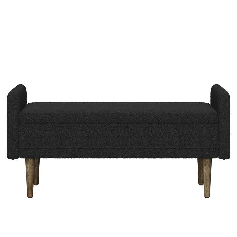 Tabouret de rangement en velours noir - pour usage domestique 45,98 po x 16,75 po x 21,75 po, conception moderne, facile à assembler, ce banc convient aux salons, aux chambres à coucher élégantes et simples à assembler