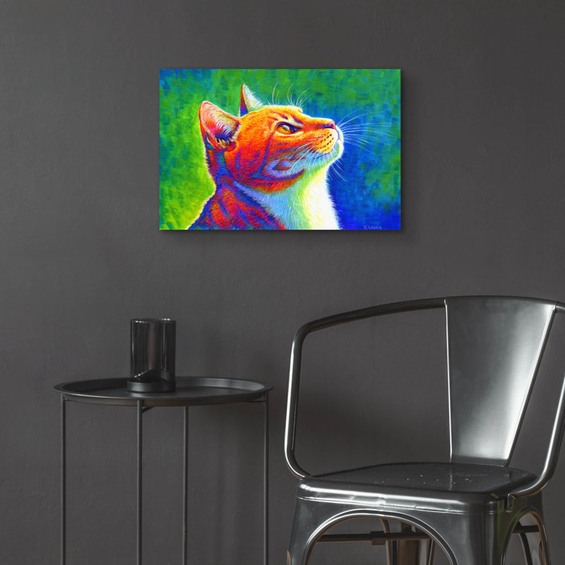 «Rainbow Cat» par Rebecca Wang Art, H 16 po x l 24 po x P 0,2 po