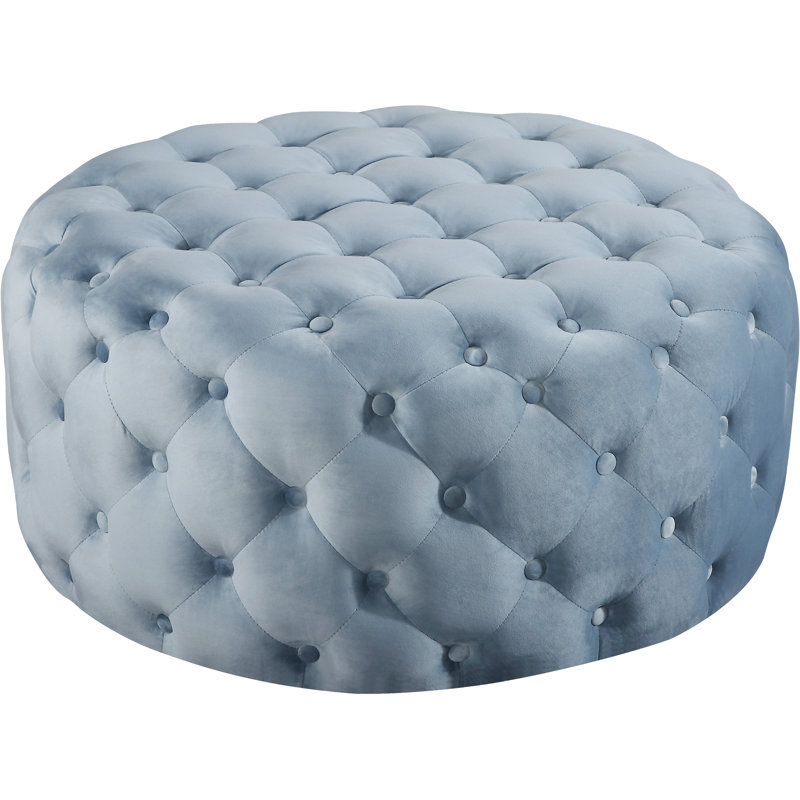 Plattsburgh Velvet Ottoman, Sky Blue Velvet