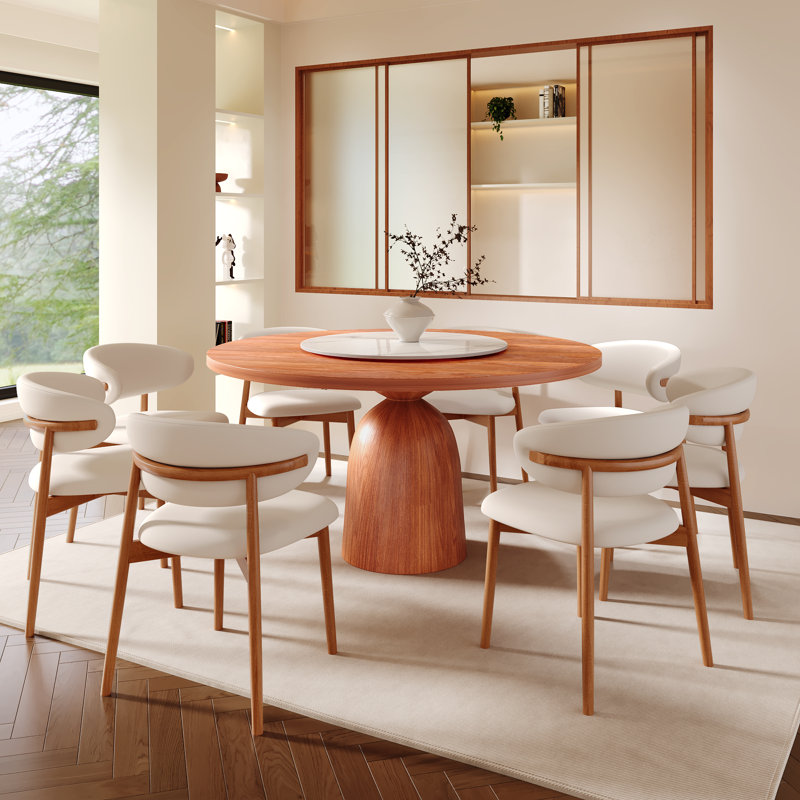 Bulger rond en bois massif 5 pièces pour 4 paresseux, H 53,15 po x L 53,15 po x l 29,52 po, 5 pièces