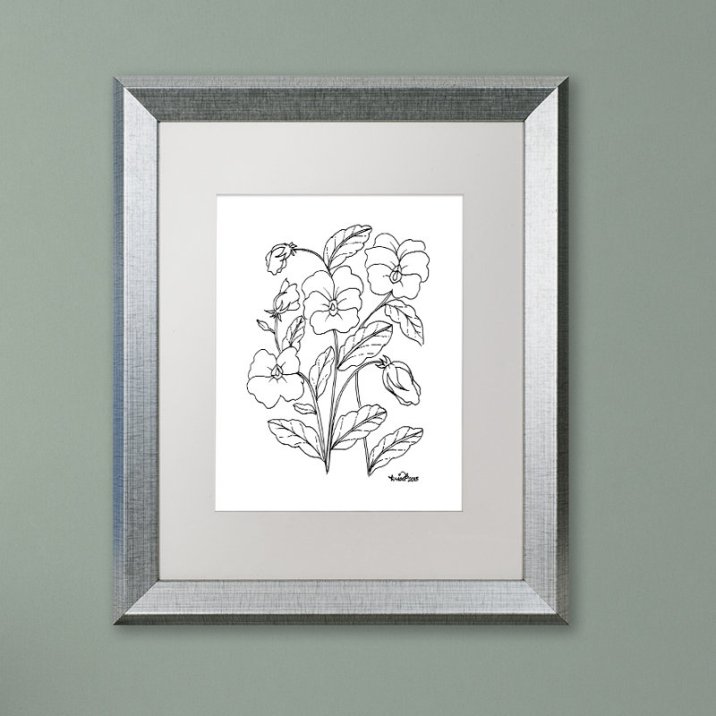 « simple fleur doodle », impression sur toile encadrée, Blanc, H 20 po x l 16 po x P 0,5 po, Toile avec cadre argenté