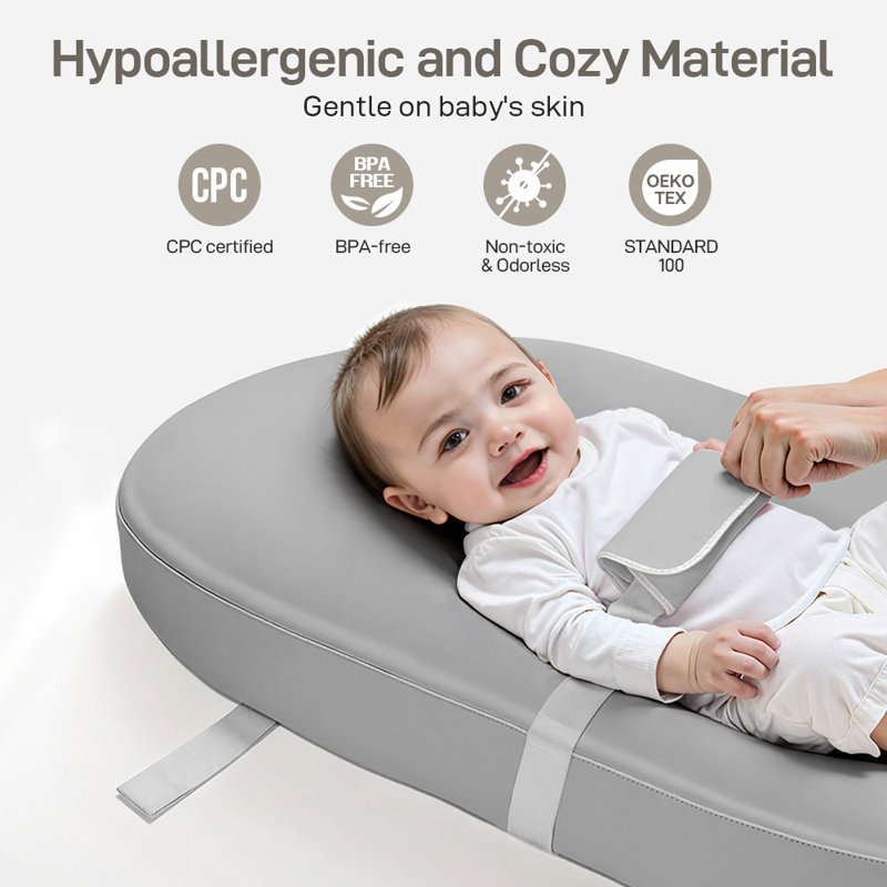 Baby Changing Pad, Soft Portable Changing Pad, Fits All Changing Table, Waterproof Firm Padding, Gray