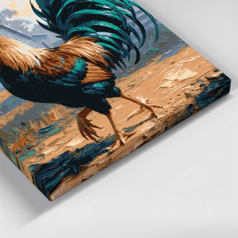«Farm Roosters», art mural sur toile gris, H 12 po x l 12 po