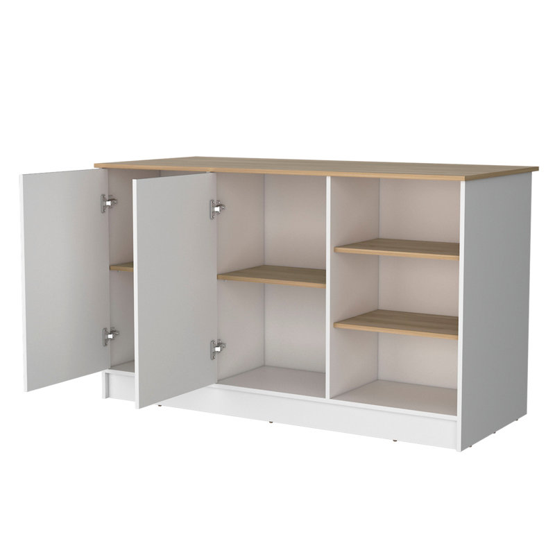 Kitchen Island In White And Ash For Efficient Organization Cart With Enclosed Storage Organized Use