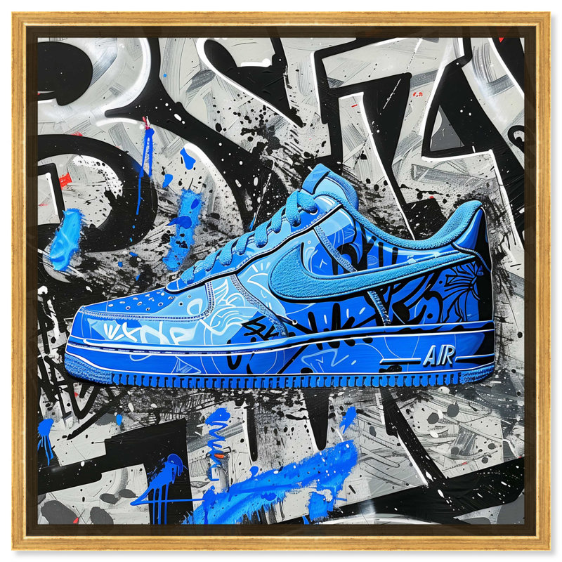 Graffiti sur toile, impressions d'art urbain sur toile par Notoriart, Cadre doré, H 13 po x l 13 po