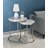 Matzen Contemporary Nesting Table Set with Natural Marble Top in Nickel