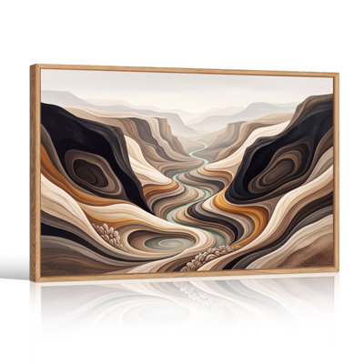 Layered Canyon River Valley in Earth Tones Canvas Wall Art