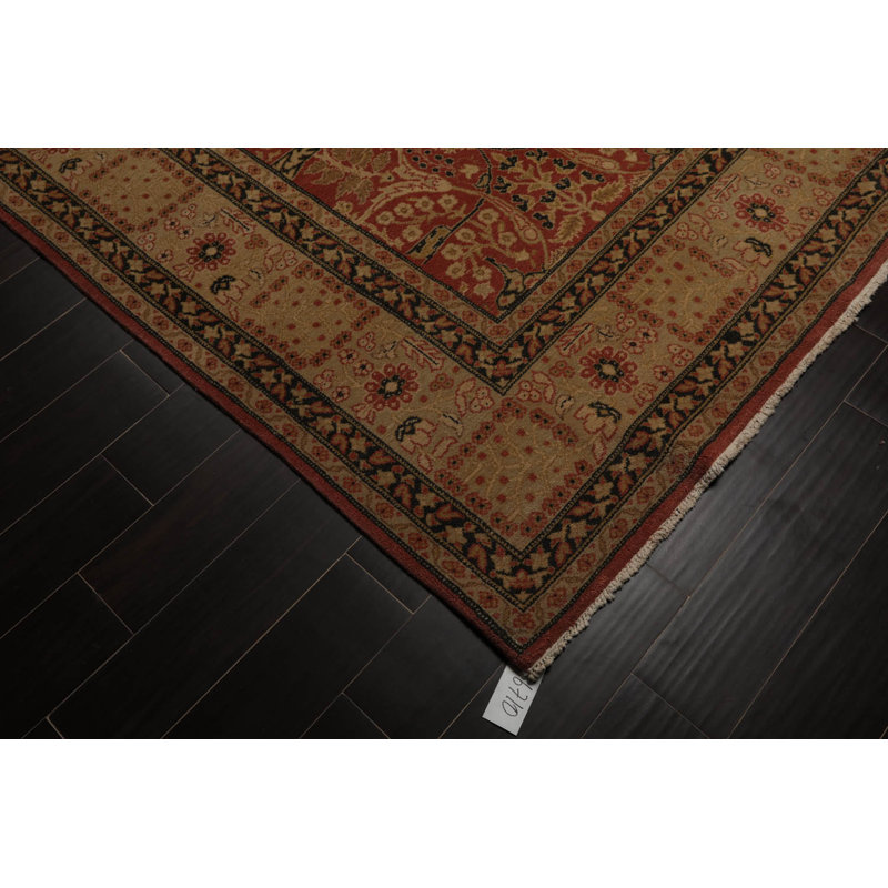 Tapis rose en laine noué à la main de conception unique 8 pi x 10 pi