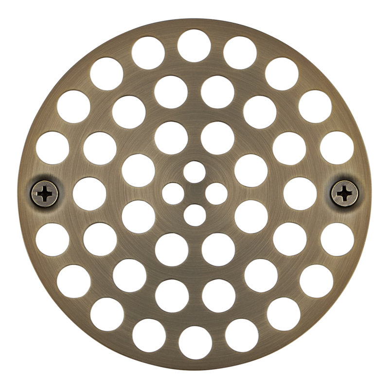Couvercle de drain de douche rond à visser 4 po FundamentALL, Laiton antique