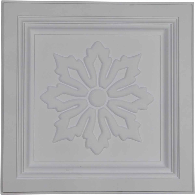 Tuile de plafond en polyuréthane gris à motif floral 2 pi x 2 pi Floral