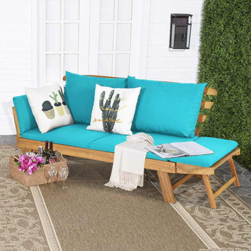 Marialyce 76'' Wide Rectangle Wood Patio Sofa with Cushions