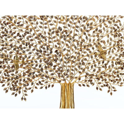 Décoration murale en laiton arbre de vie avec oiseaux perchés