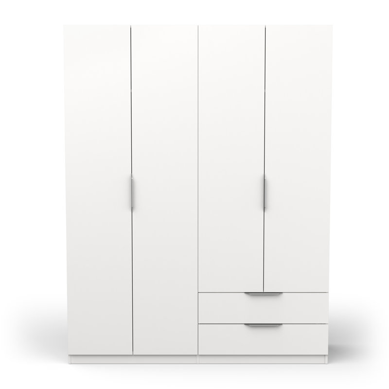 Sinaiya 4 Door Manufactured Wood Wardrobe, Matte White